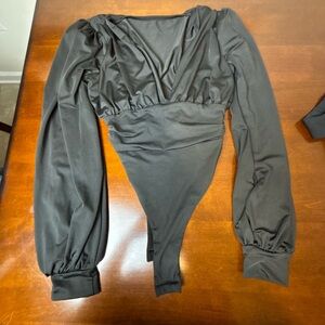 Elegant Black Long Sleeve Bodysuit